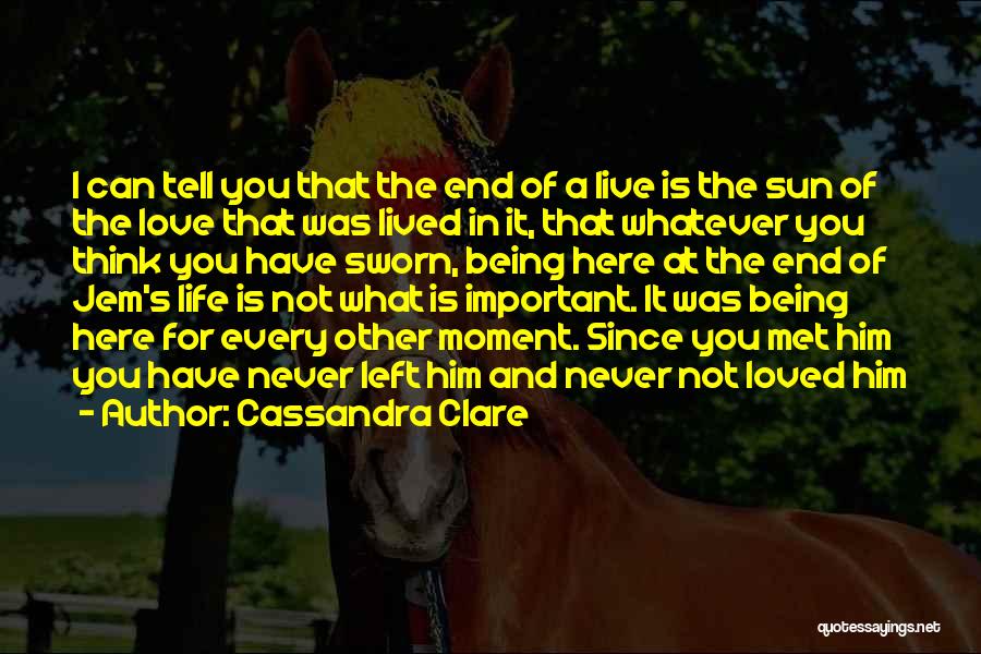 Cassandra Clare Quotes: I Can Tell You That The End Of A Live Is The Sun Of The Love That Was Lived In