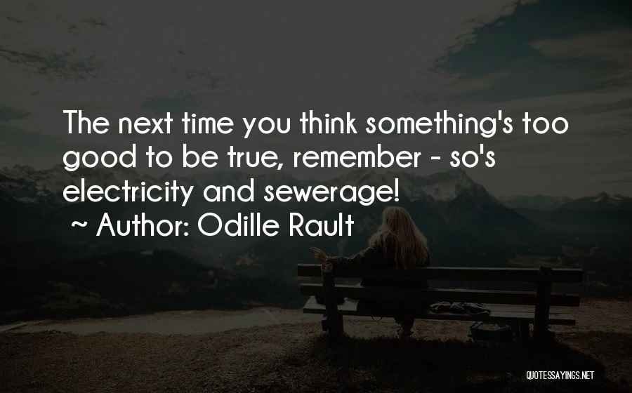 Odille Rault Quotes: The Next Time You Think Something's Too Good To Be True, Remember - So's Electricity And Sewerage!