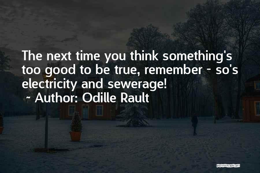 Odille Rault Quotes: The Next Time You Think Something's Too Good To Be True, Remember - So's Electricity And Sewerage!