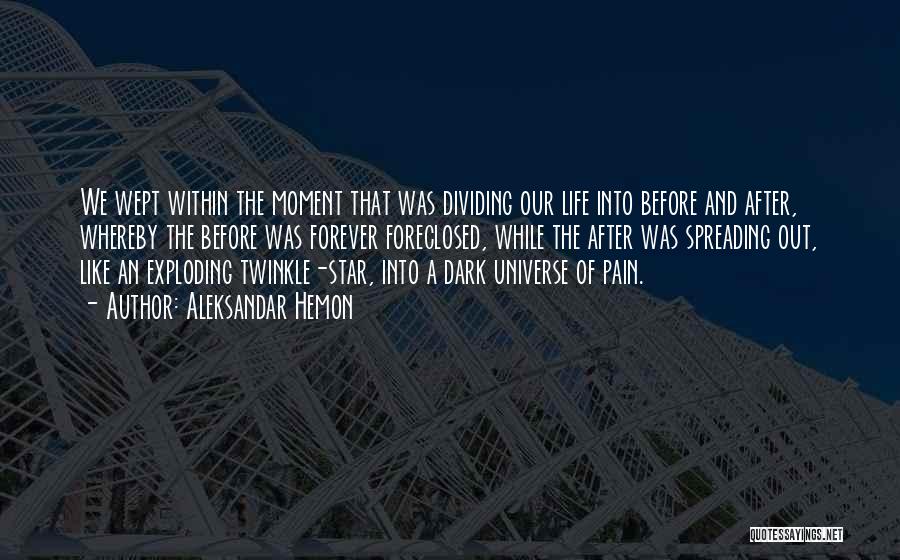 Aleksandar Hemon Quotes: We Wept Within The Moment That Was Dividing Our Life Into Before And After, Whereby The Before Was Forever Foreclosed,