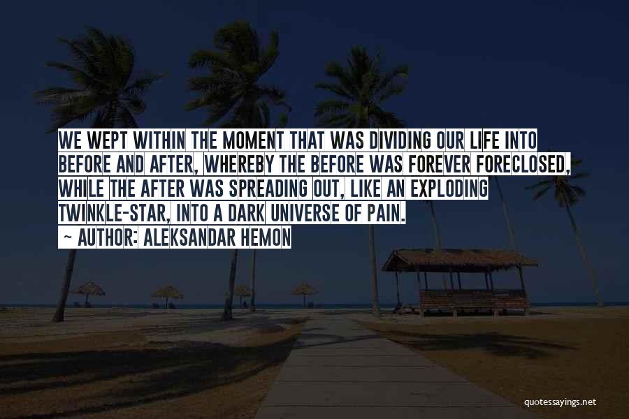 Aleksandar Hemon Quotes: We Wept Within The Moment That Was Dividing Our Life Into Before And After, Whereby The Before Was Forever Foreclosed,