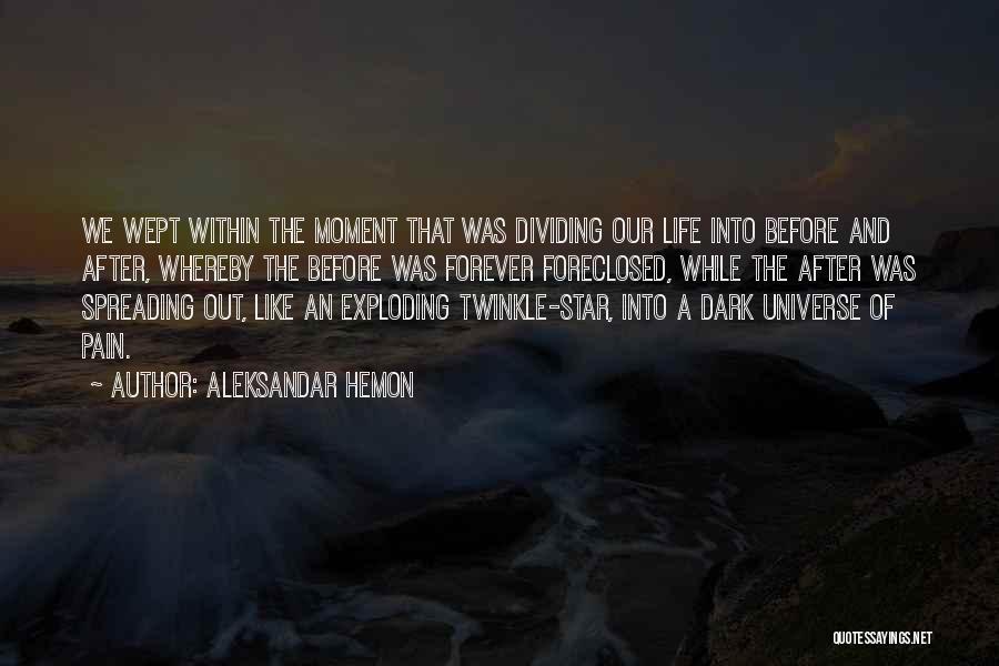 Aleksandar Hemon Quotes: We Wept Within The Moment That Was Dividing Our Life Into Before And After, Whereby The Before Was Forever Foreclosed,