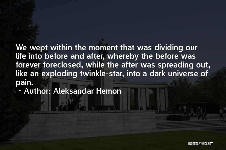 Aleksandar Hemon Quotes: We Wept Within The Moment That Was Dividing Our Life Into Before And After, Whereby The Before Was Forever Foreclosed,