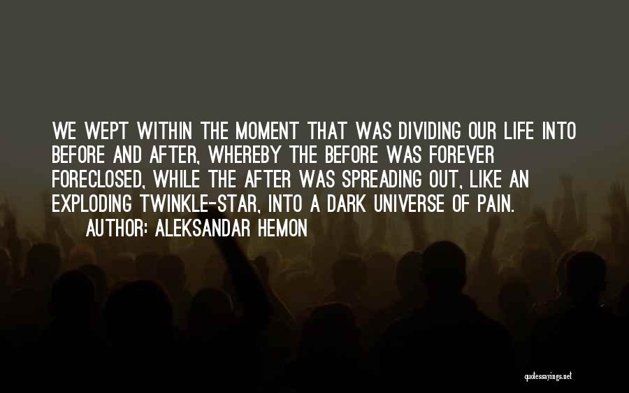 Aleksandar Hemon Quotes: We Wept Within The Moment That Was Dividing Our Life Into Before And After, Whereby The Before Was Forever Foreclosed,