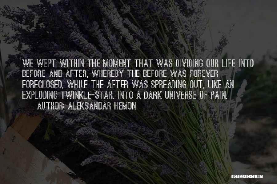 Aleksandar Hemon Quotes: We Wept Within The Moment That Was Dividing Our Life Into Before And After, Whereby The Before Was Forever Foreclosed,