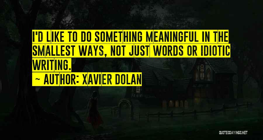 Xavier Dolan Quotes: I'd Like To Do Something Meaningful In The Smallest Ways, Not Just Words Or Idiotic Writing.