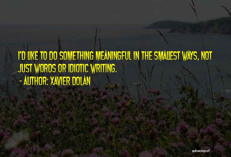 Xavier Dolan Quotes: I'd Like To Do Something Meaningful In The Smallest Ways, Not Just Words Or Idiotic Writing.