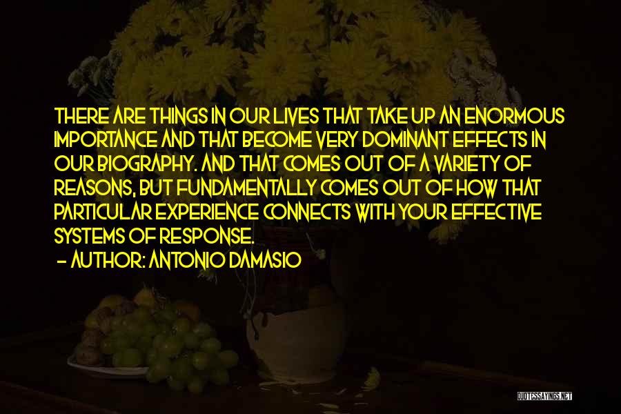 Antonio Damasio Quotes: There Are Things In Our Lives That Take Up An Enormous Importance And That Become Very Dominant Effects In Our