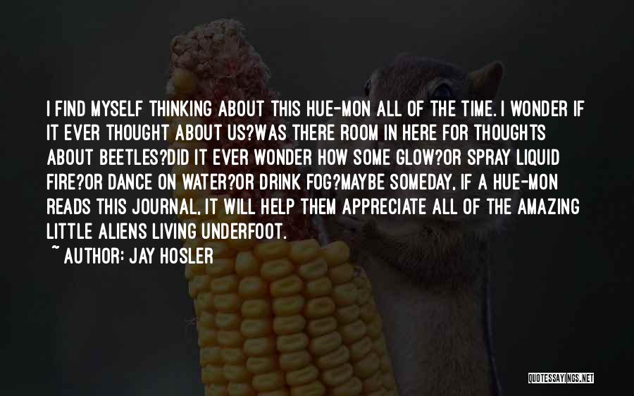 Jay Hosler Quotes: I Find Myself Thinking About This Hue-mon All Of The Time. I Wonder If It Ever Thought About Us?was There