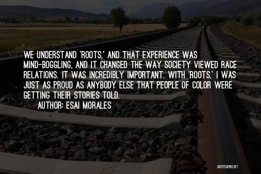 Esai Morales Quotes: We Understand 'roots,' And That Experience Was Mind-boggling, And It Changed The Way Society Viewed Race Relations. It Was Incredibly