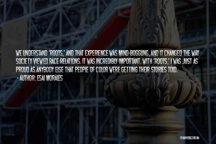 Esai Morales Quotes: We Understand 'roots,' And That Experience Was Mind-boggling, And It Changed The Way Society Viewed Race Relations. It Was Incredibly