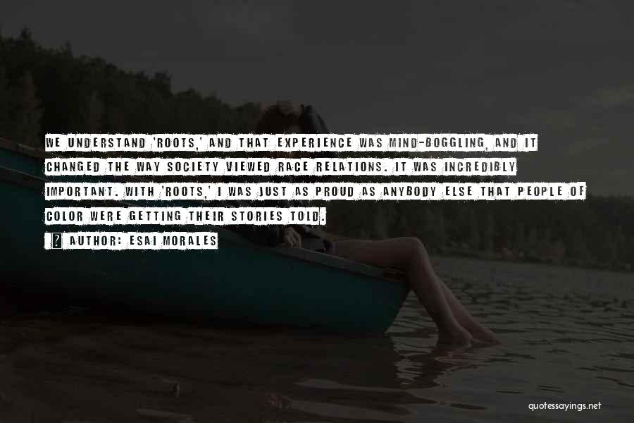 Esai Morales Quotes: We Understand 'roots,' And That Experience Was Mind-boggling, And It Changed The Way Society Viewed Race Relations. It Was Incredibly