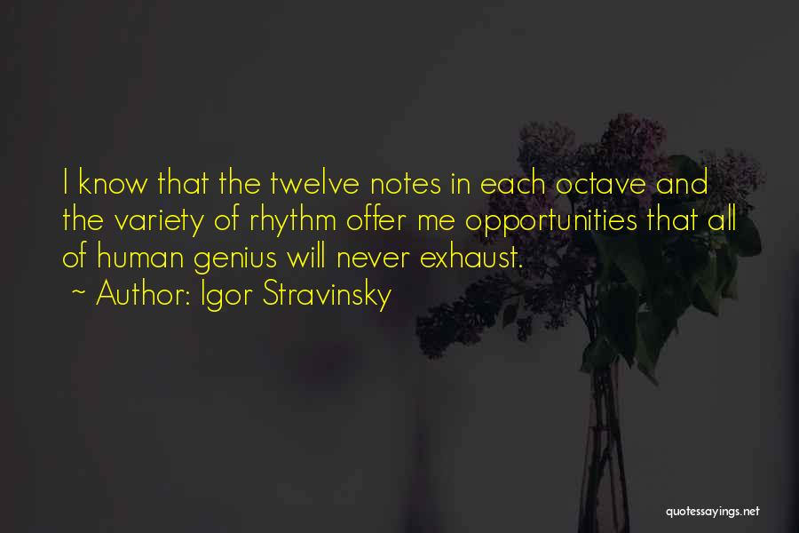 Igor Stravinsky Quotes: I Know That The Twelve Notes In Each Octave And The Variety Of Rhythm Offer Me Opportunities That All Of