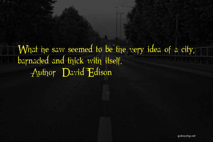 David Edison Quotes: What He Saw Seemed To Be The Very Idea Of A City, Barnacled And Thick With Itself.