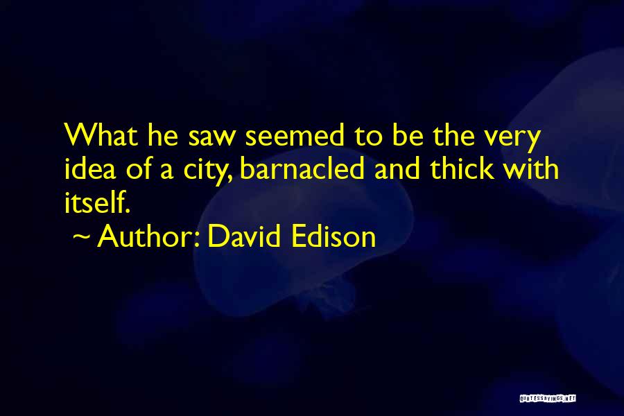 David Edison Quotes: What He Saw Seemed To Be The Very Idea Of A City, Barnacled And Thick With Itself.