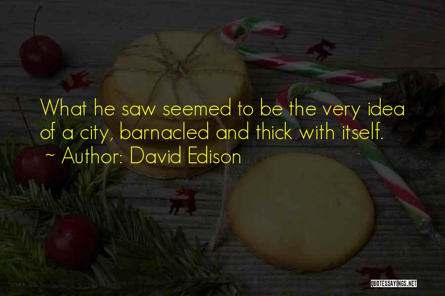 David Edison Quotes: What He Saw Seemed To Be The Very Idea Of A City, Barnacled And Thick With Itself.