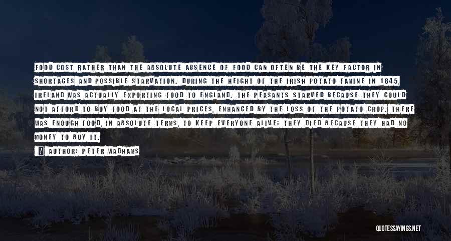 Peter Wadhams Quotes: Food Cost Rather Than The Absolute Absence Of Food Can Often Be The Key Factor In Shortages And Possible Starvation.