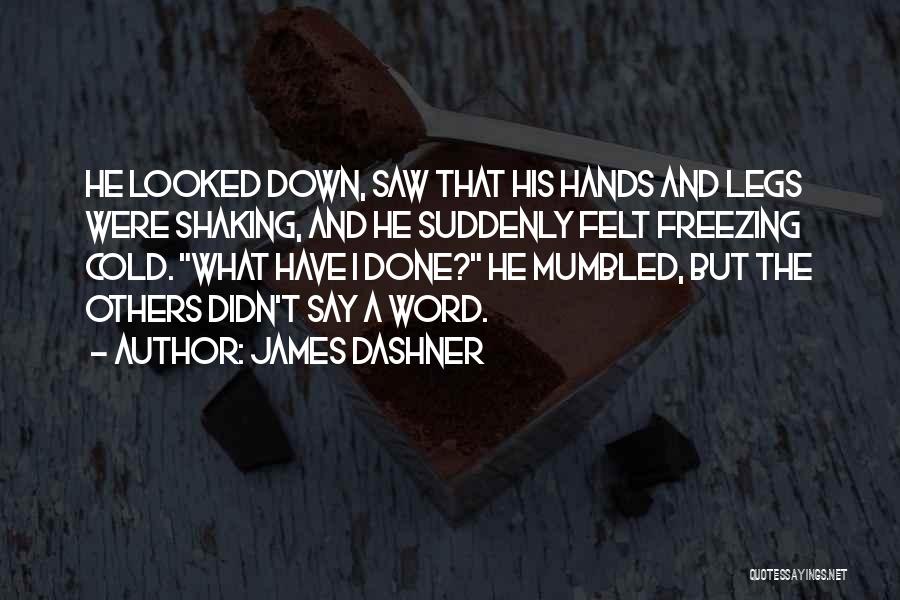 James Dashner Quotes: He Looked Down, Saw That His Hands And Legs Were Shaking, And He Suddenly Felt Freezing Cold. What Have I