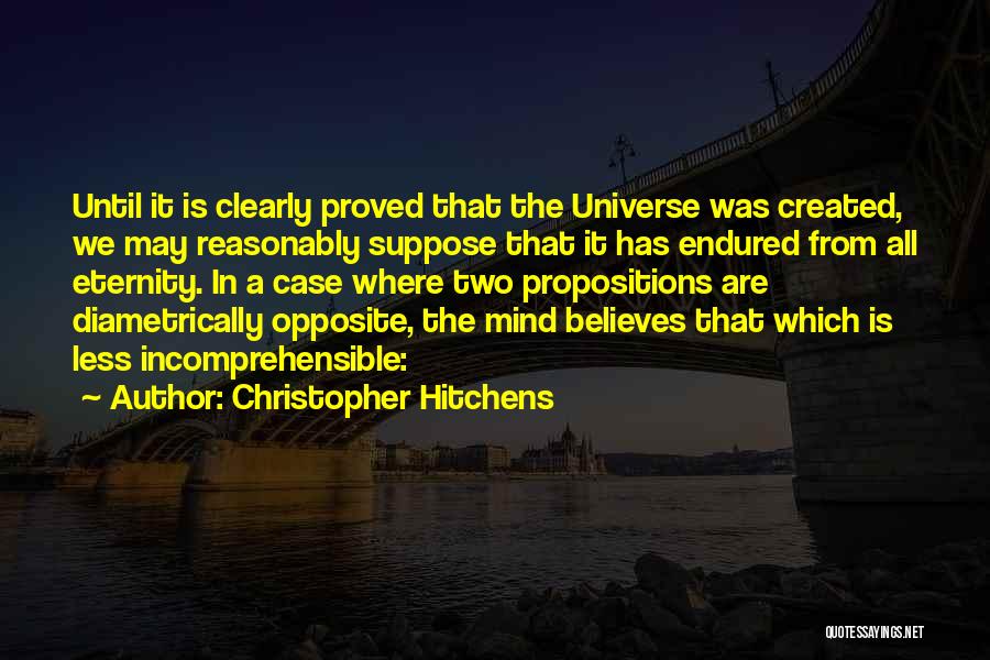 Christopher Hitchens Quotes: Until It Is Clearly Proved That The Universe Was Created, We May Reasonably Suppose That It Has Endured From All