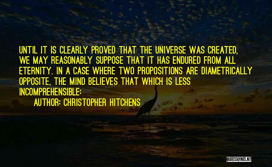 Christopher Hitchens Quotes: Until It Is Clearly Proved That The Universe Was Created, We May Reasonably Suppose That It Has Endured From All