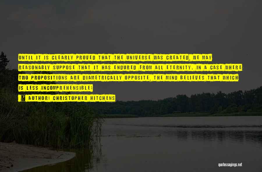 Christopher Hitchens Quotes: Until It Is Clearly Proved That The Universe Was Created, We May Reasonably Suppose That It Has Endured From All