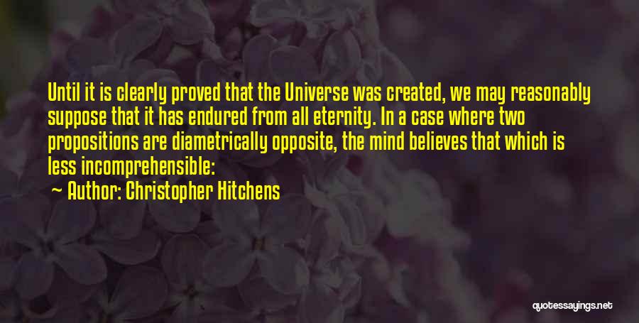 Christopher Hitchens Quotes: Until It Is Clearly Proved That The Universe Was Created, We May Reasonably Suppose That It Has Endured From All