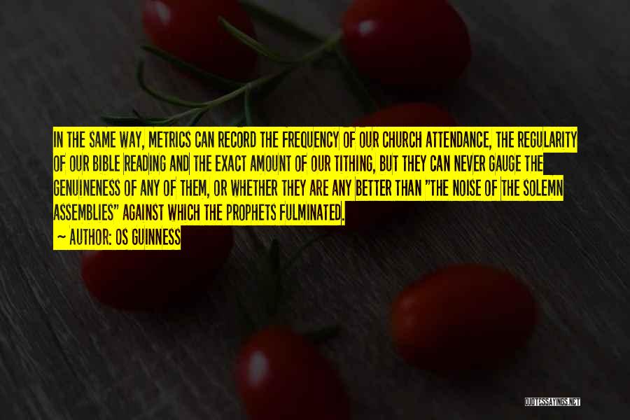 Os Guinness Quotes: In The Same Way, Metrics Can Record The Frequency Of Our Church Attendance, The Regularity Of Our Bible Reading And