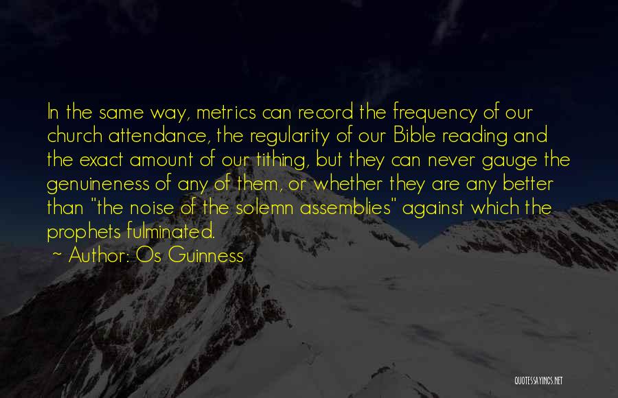 Os Guinness Quotes: In The Same Way, Metrics Can Record The Frequency Of Our Church Attendance, The Regularity Of Our Bible Reading And