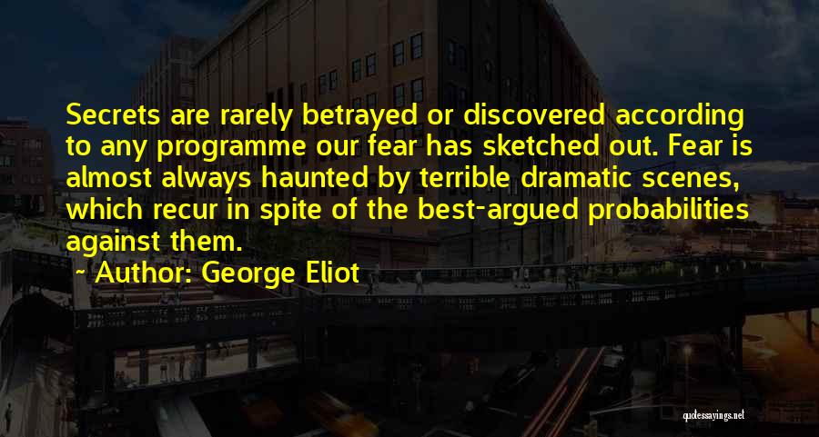 George Eliot Quotes: Secrets Are Rarely Betrayed Or Discovered According To Any Programme Our Fear Has Sketched Out. Fear Is Almost Always Haunted