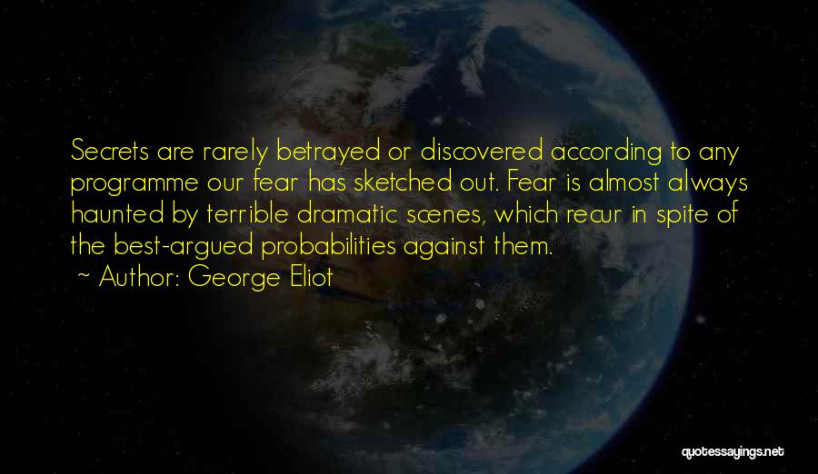 George Eliot Quotes: Secrets Are Rarely Betrayed Or Discovered According To Any Programme Our Fear Has Sketched Out. Fear Is Almost Always Haunted