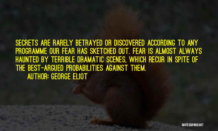 George Eliot Quotes: Secrets Are Rarely Betrayed Or Discovered According To Any Programme Our Fear Has Sketched Out. Fear Is Almost Always Haunted