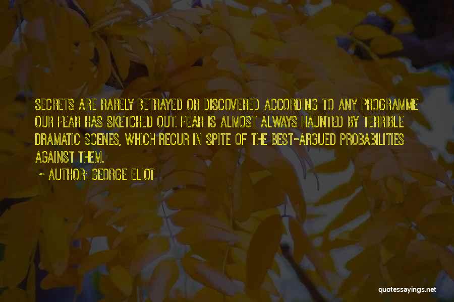 George Eliot Quotes: Secrets Are Rarely Betrayed Or Discovered According To Any Programme Our Fear Has Sketched Out. Fear Is Almost Always Haunted