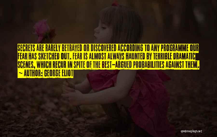 George Eliot Quotes: Secrets Are Rarely Betrayed Or Discovered According To Any Programme Our Fear Has Sketched Out. Fear Is Almost Always Haunted