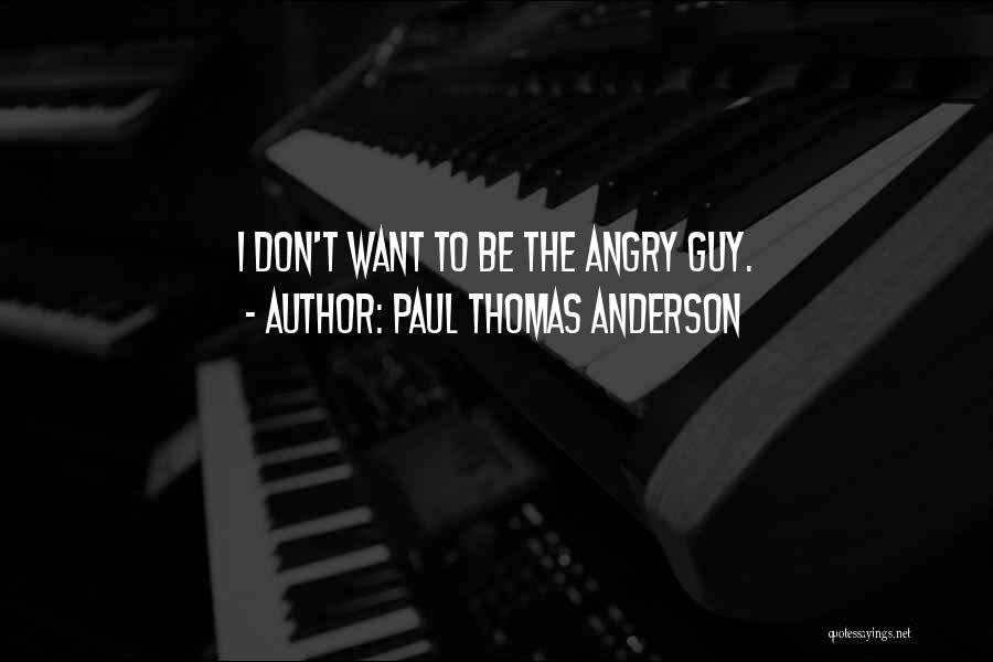 Paul Thomas Anderson Quotes: I Don't Want To Be The Angry Guy.
