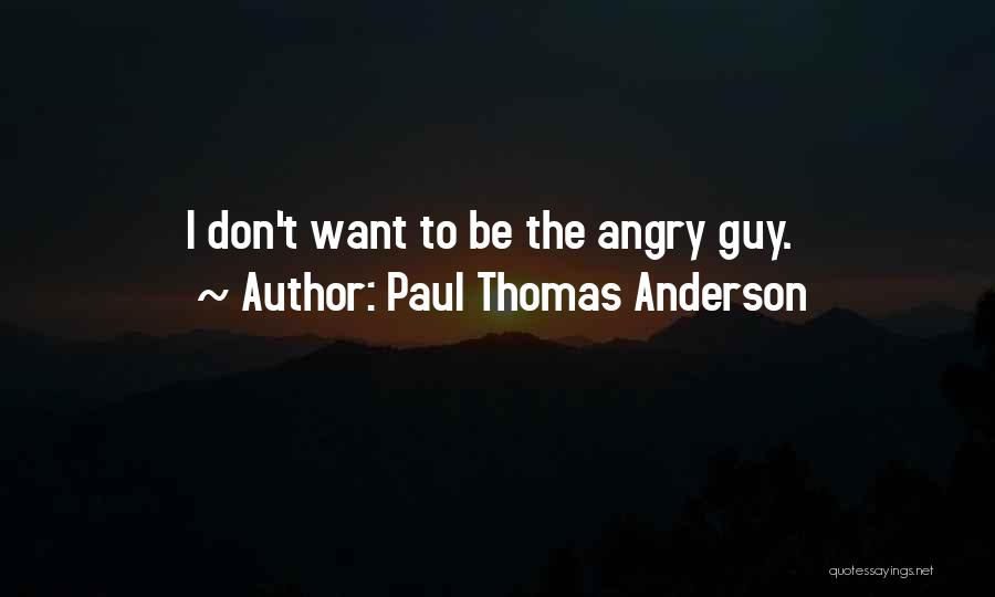 Paul Thomas Anderson Quotes: I Don't Want To Be The Angry Guy.