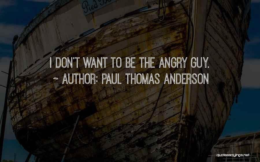 Paul Thomas Anderson Quotes: I Don't Want To Be The Angry Guy.