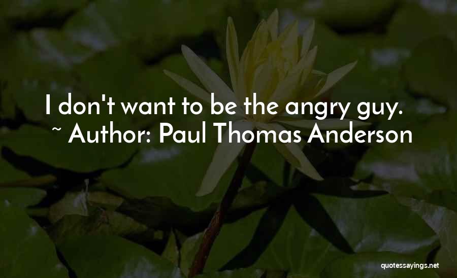 Paul Thomas Anderson Quotes: I Don't Want To Be The Angry Guy.