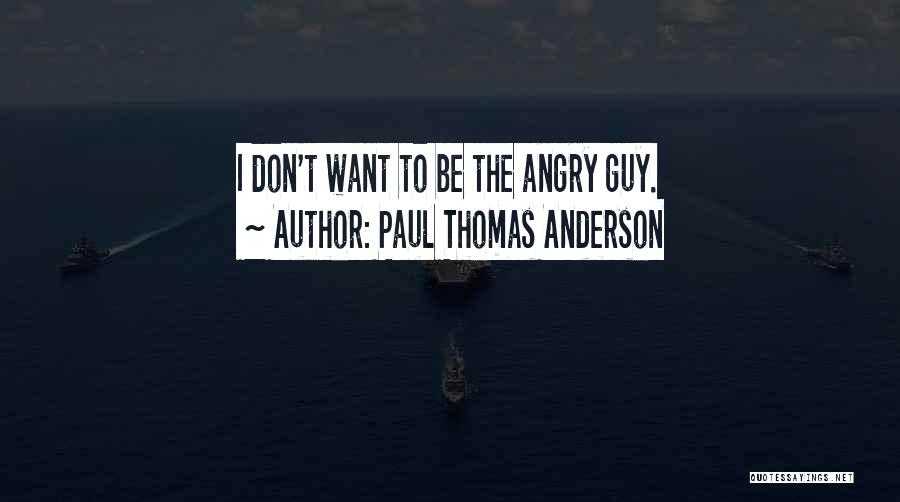 Paul Thomas Anderson Quotes: I Don't Want To Be The Angry Guy.