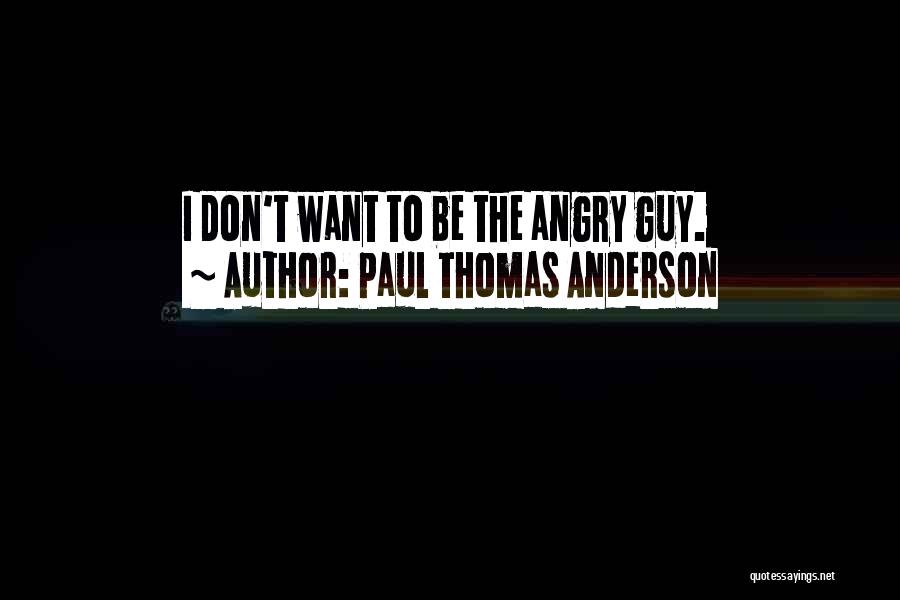 Paul Thomas Anderson Quotes: I Don't Want To Be The Angry Guy.