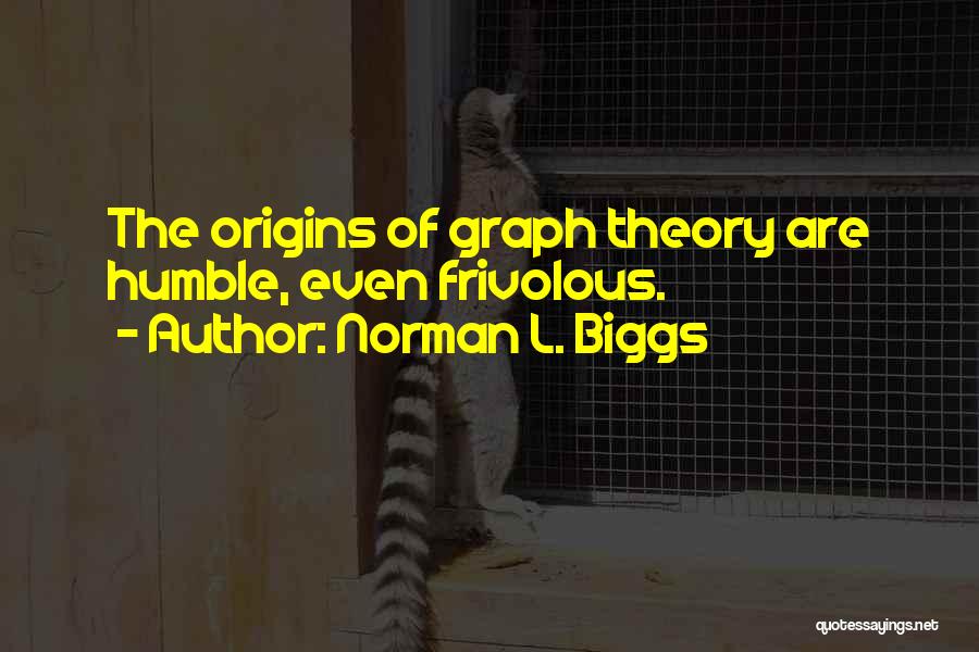 Norman L. Biggs Quotes: The Origins Of Graph Theory Are Humble, Even Frivolous.