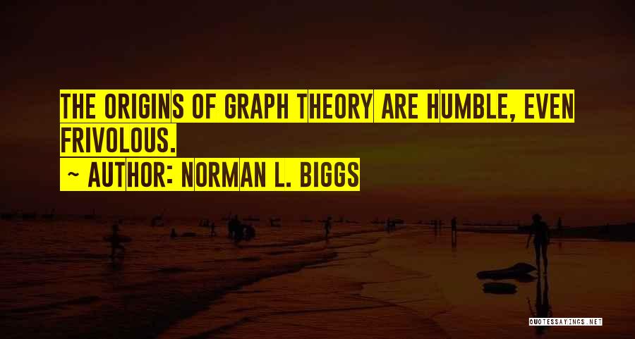 Norman L. Biggs Quotes: The Origins Of Graph Theory Are Humble, Even Frivolous.