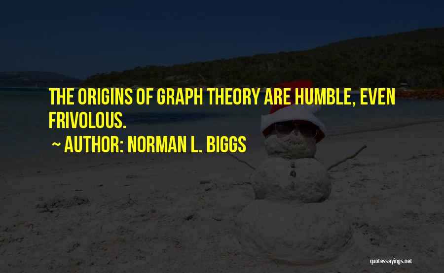 Norman L. Biggs Quotes: The Origins Of Graph Theory Are Humble, Even Frivolous.