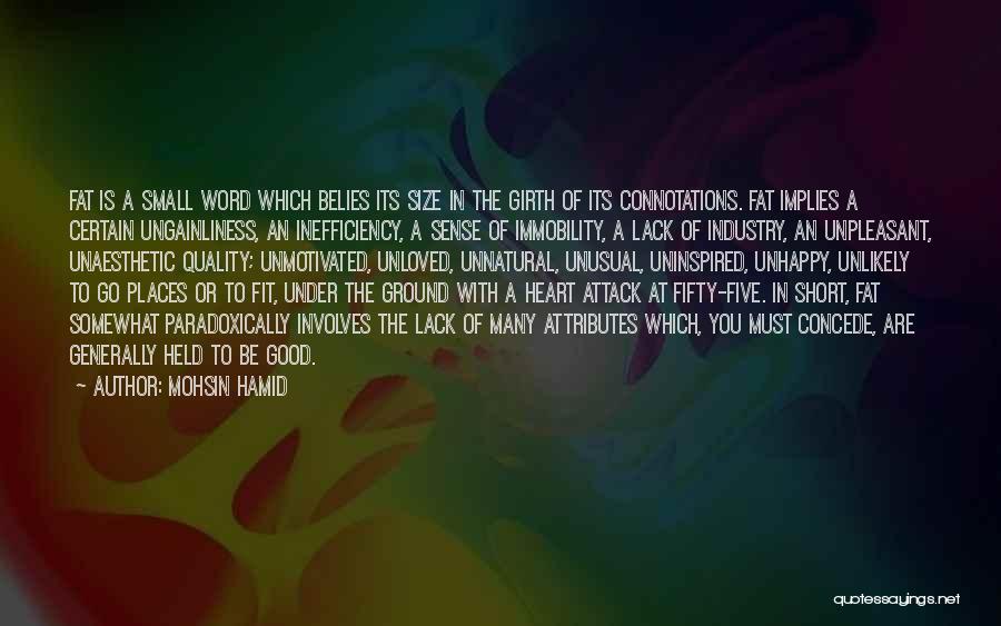 Mohsin Hamid Quotes: Fat Is A Small Word Which Belies Its Size In The Girth Of Its Connotations. Fat Implies A Certain Ungainliness,