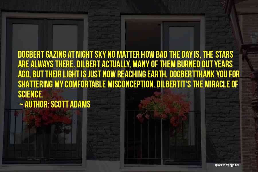 Scott Adams Quotes: Dogbert Gazing At Night Sky No Matter How Bad The Day Is, The Stars Are Always There. Dilbert Actually, Many