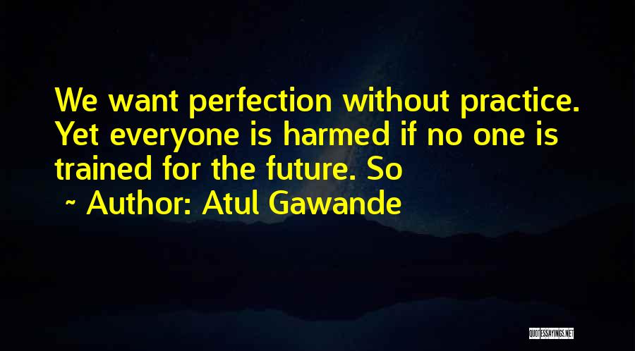 Atul Gawande Quotes: We Want Perfection Without Practice. Yet Everyone Is Harmed If No One Is Trained For The Future. So