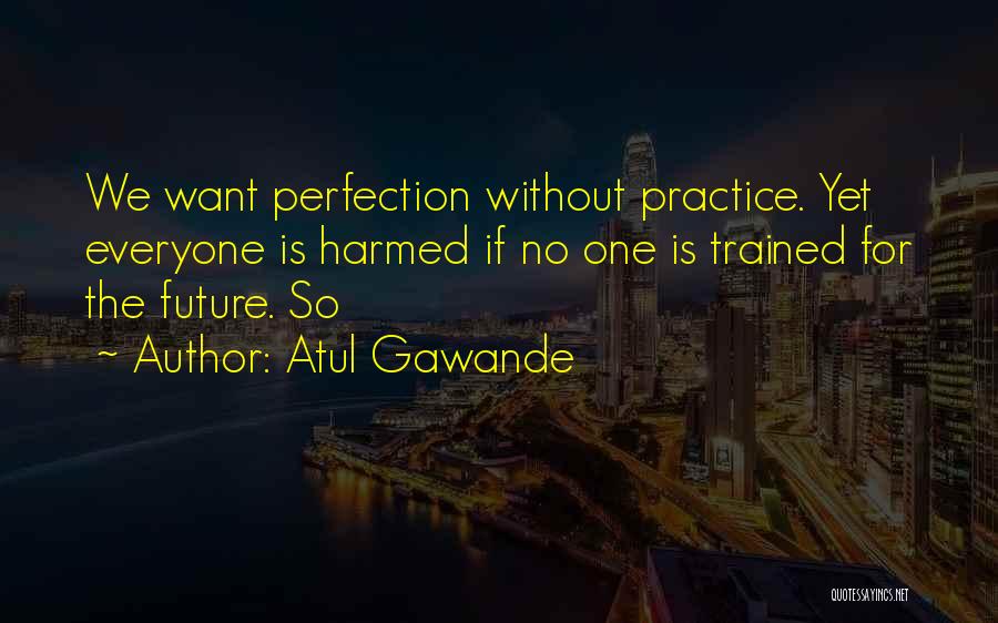 Atul Gawande Quotes: We Want Perfection Without Practice. Yet Everyone Is Harmed If No One Is Trained For The Future. So