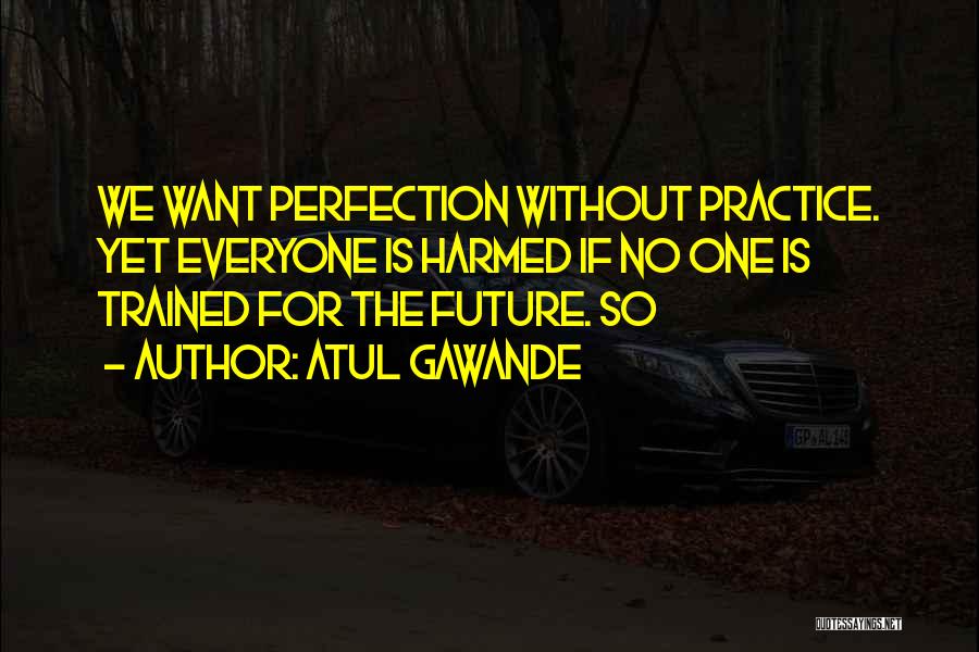Atul Gawande Quotes: We Want Perfection Without Practice. Yet Everyone Is Harmed If No One Is Trained For The Future. So