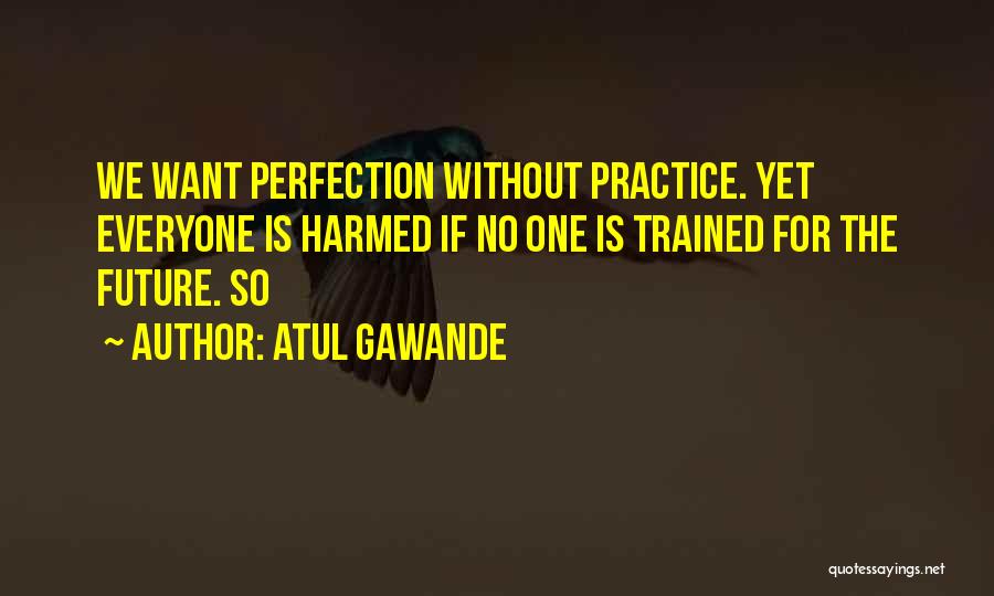 Atul Gawande Quotes: We Want Perfection Without Practice. Yet Everyone Is Harmed If No One Is Trained For The Future. So