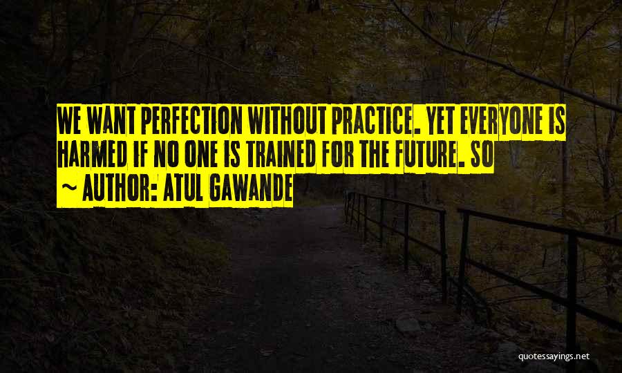 Atul Gawande Quotes: We Want Perfection Without Practice. Yet Everyone Is Harmed If No One Is Trained For The Future. So