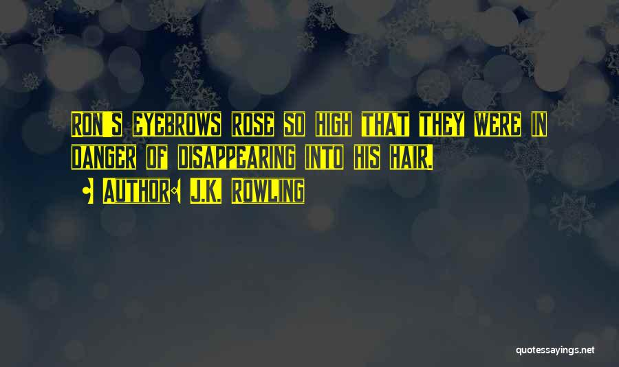 J.K. Rowling Quotes: Ron's Eyebrows Rose So High That They Were In Danger Of Disappearing Into His Hair.